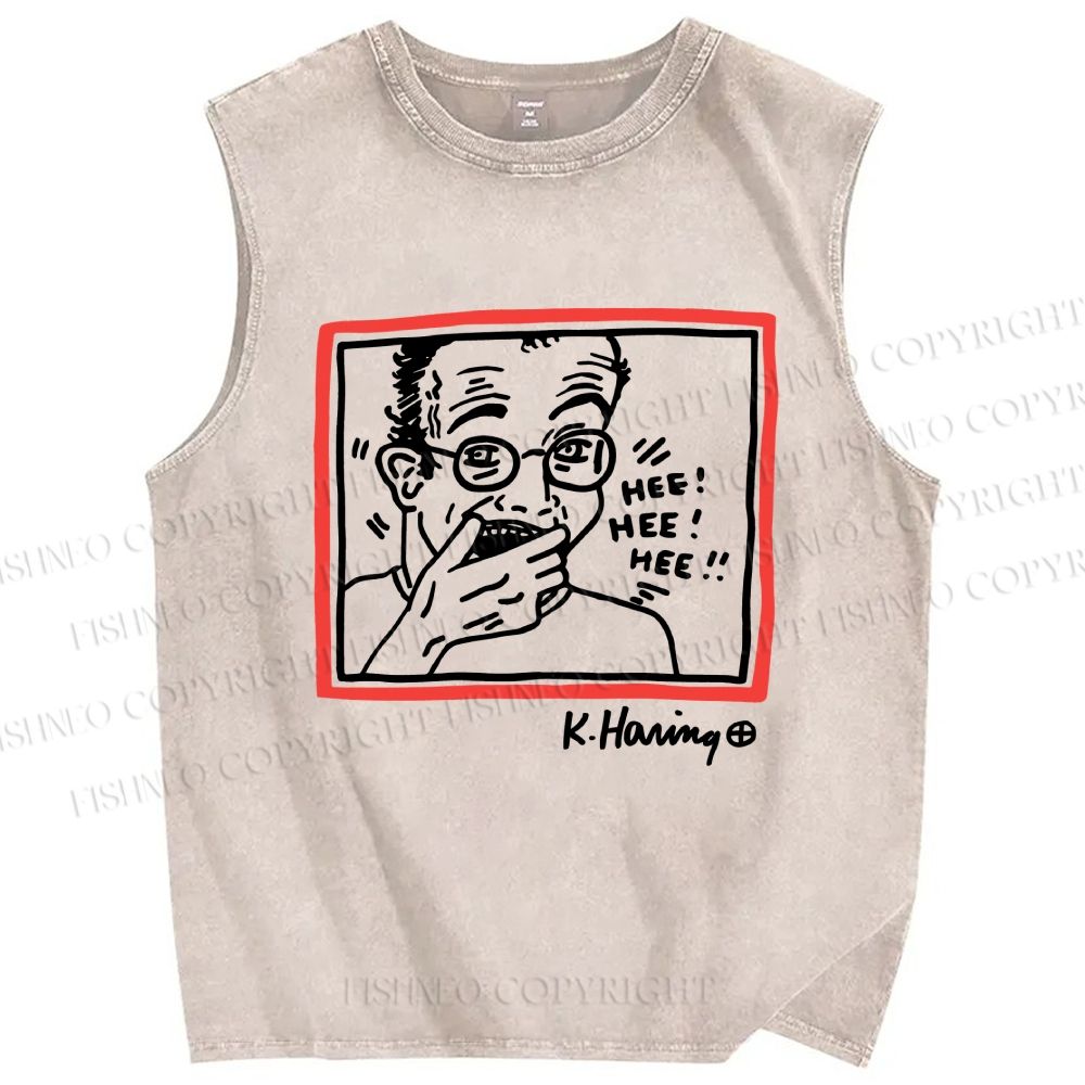 Unisex Untitled (Hee Hee Hee) Printed Washed Tank Top