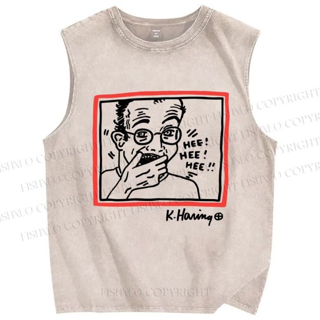 Unisex Untitled (Hee Hee Hee) Printed Washed Tank Top