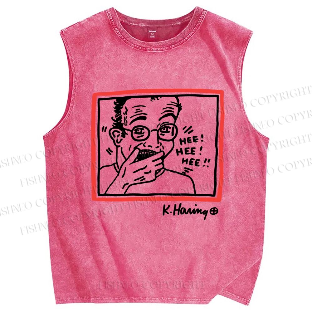 Unisex Untitled (Hee Hee Hee) Printed Washed Tank Top