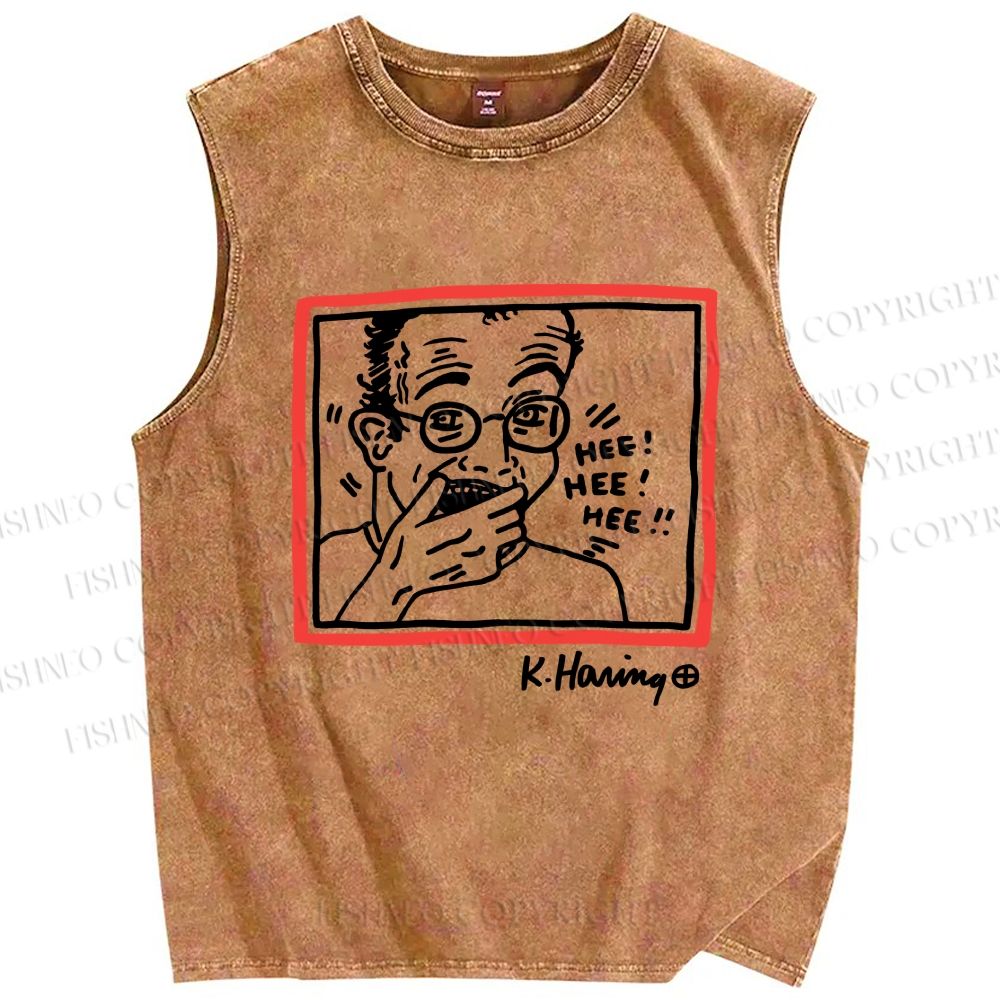 Unisex Untitled (Hee Hee Hee) Printed Washed Tank Top