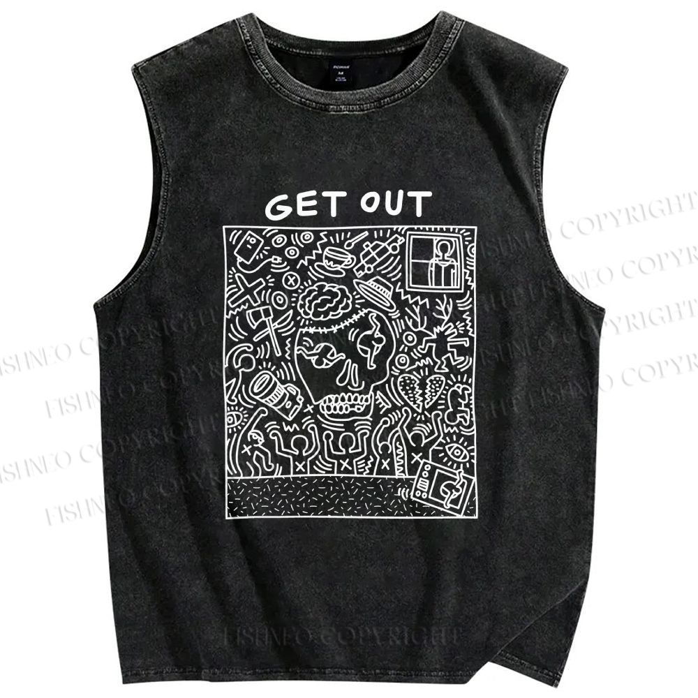 Unisex Keith Haring Get Out Printed Washed Tank Top