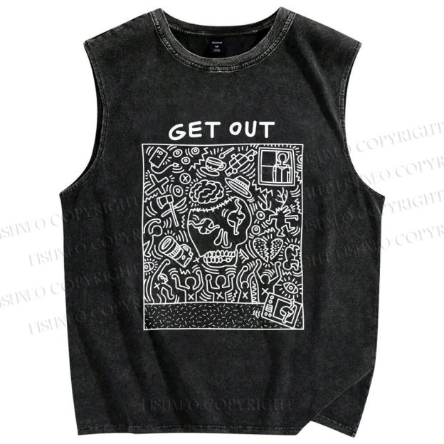 Unisex Keith Haring Get Out Printed Washed Tank Top