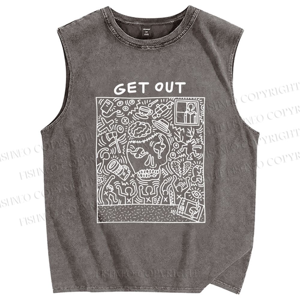 Unisex Keith Haring Get Out Printed Washed Tank Top