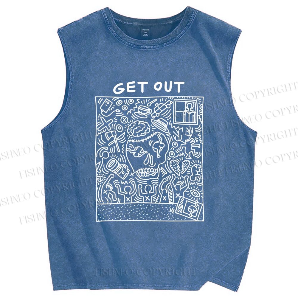 Unisex Keith Haring Get Out Printed Washed Tank Top