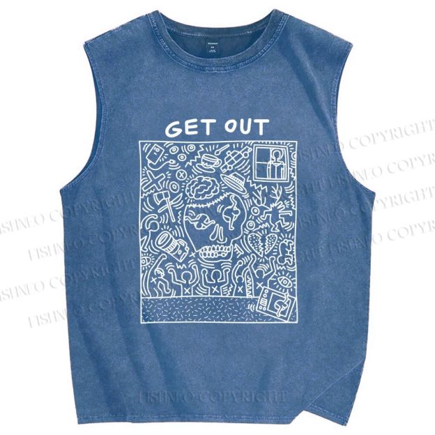Unisex Keith Haring Get Out Printed Washed Tank Top