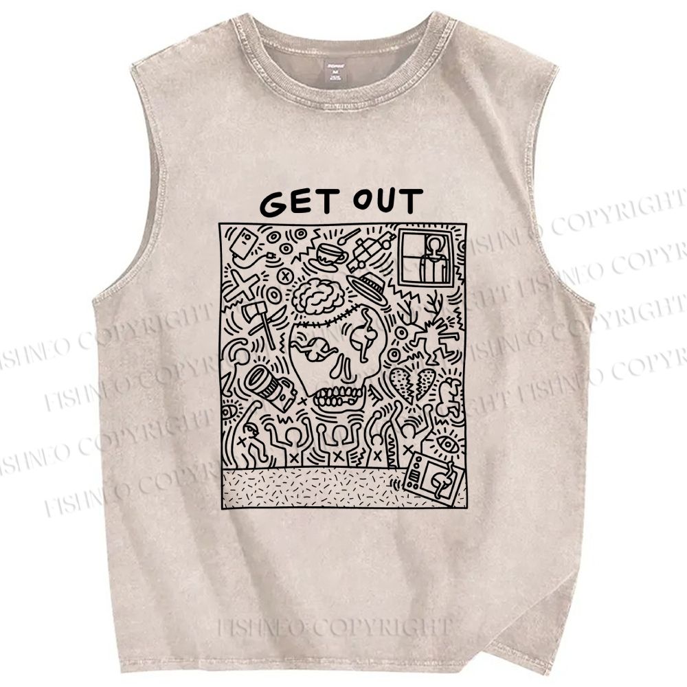 Unisex Keith Haring Get Out Printed Washed Tank Top