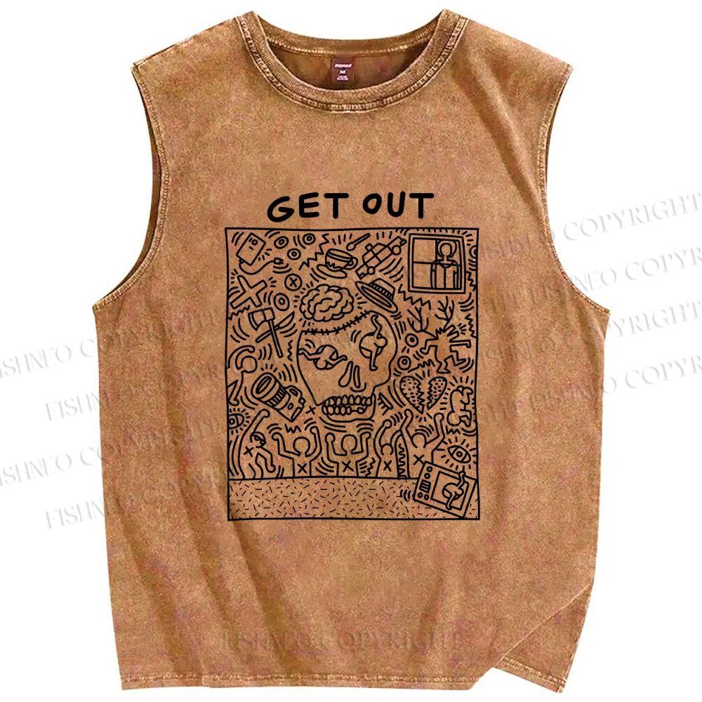 Unisex Keith Haring Get Out Printed Washed Tank Top