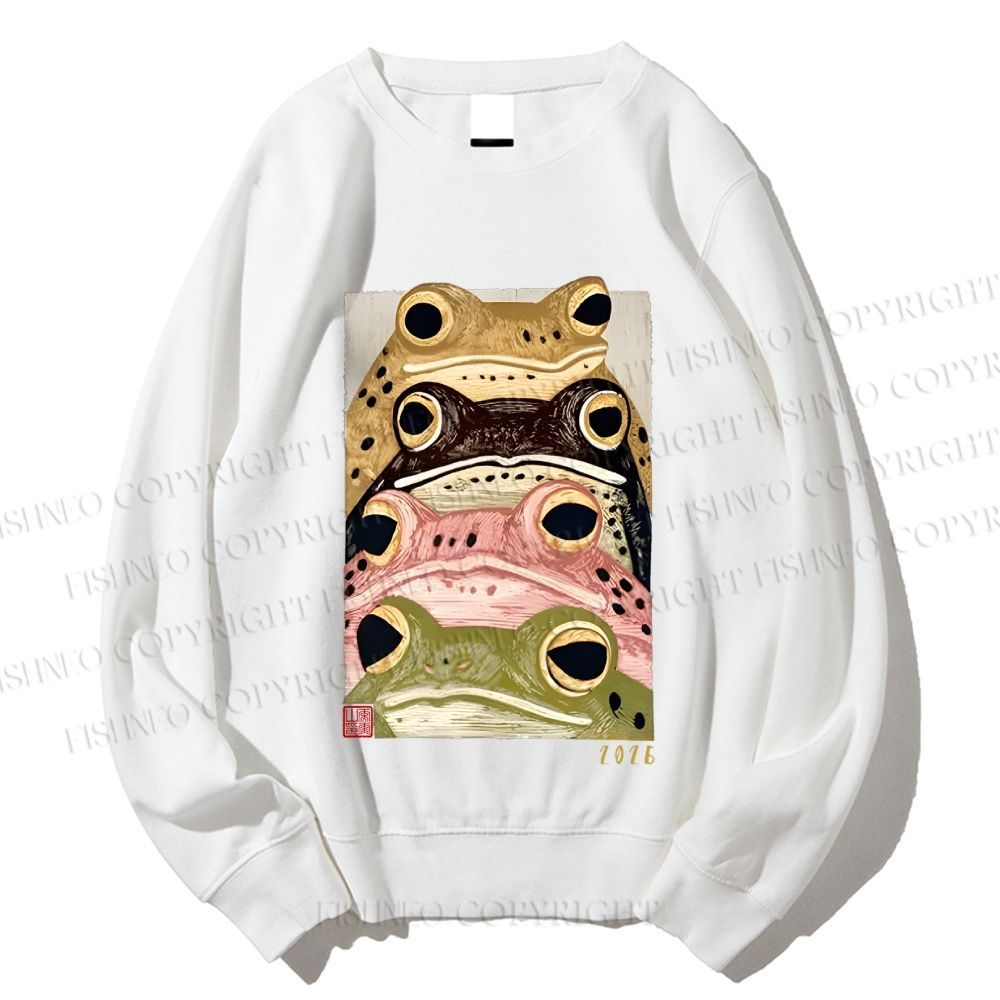 Unisex Whimsical Multi Colored Frog Art Printed Sweatshirt