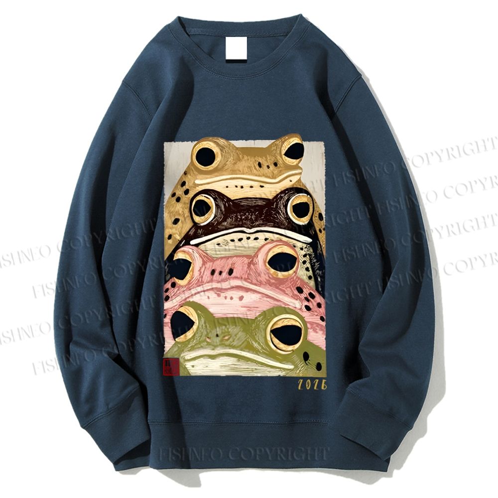 Unisex Whimsical Multi Colored Frog Art Printed Sweatshirt