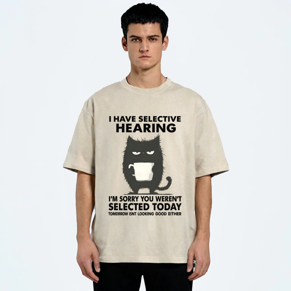 Unisex Selective Hearing Washed T-Shirt
