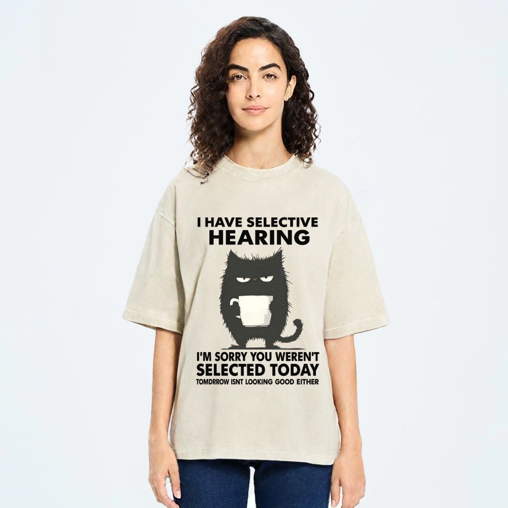 Unisex Selective Hearing Washed T-Shirt