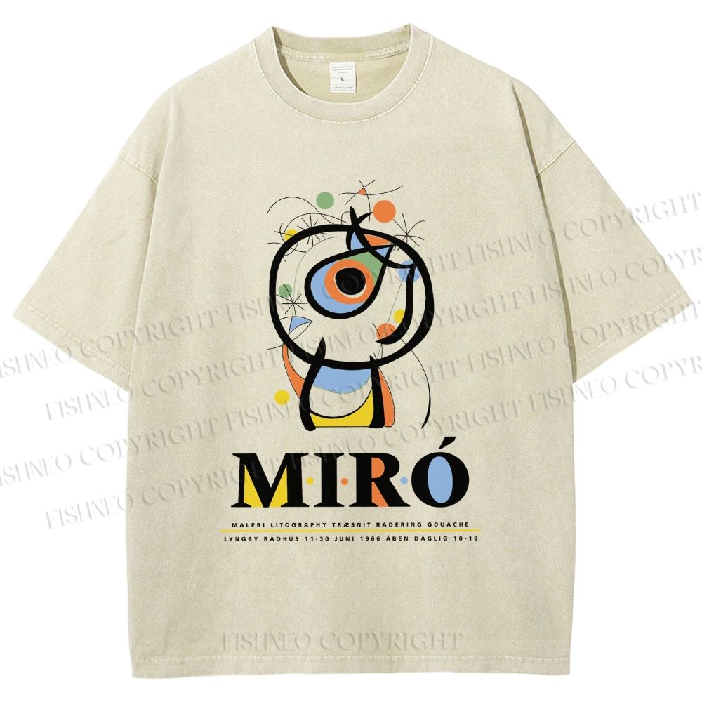 Unisex Joan Miró Abstract Art Printed Washed Tee