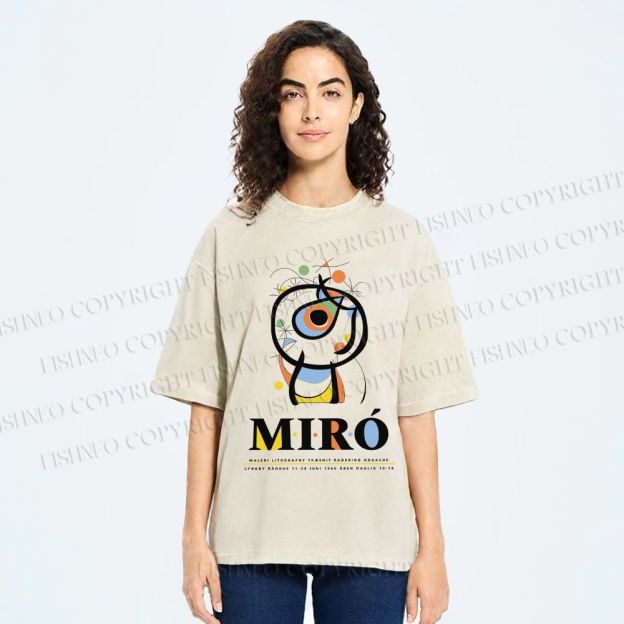 Unisex Joan Miró Abstract Art Printed Washed Tee