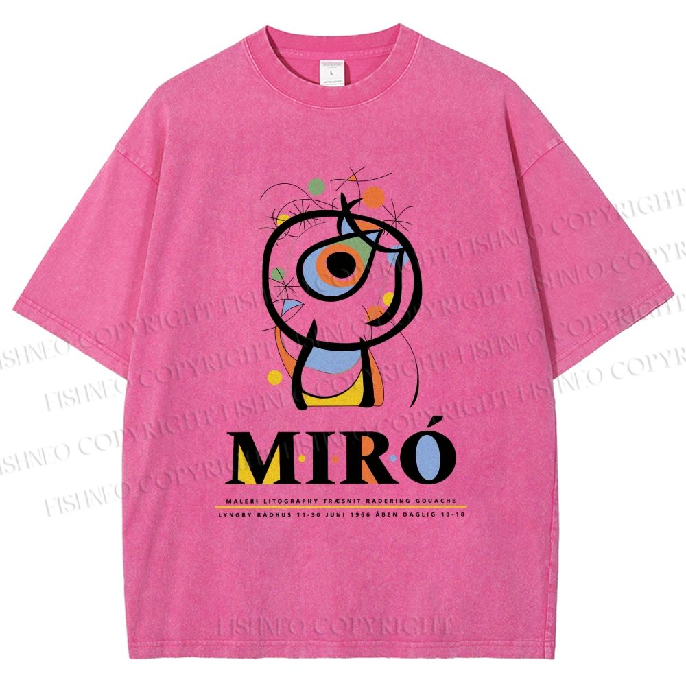 Unisex Joan Miró Abstract Art Printed Washed Tee