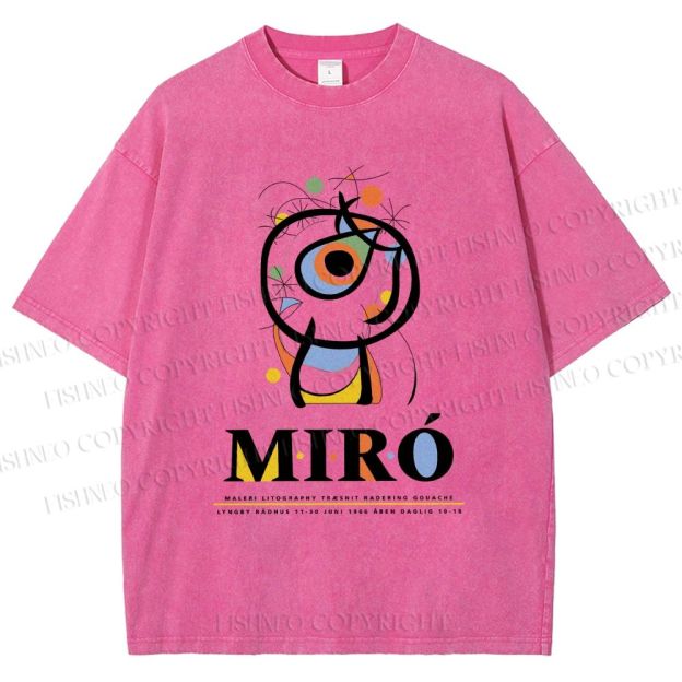 Unisex Joan Miró Abstract Art Printed Washed Tee