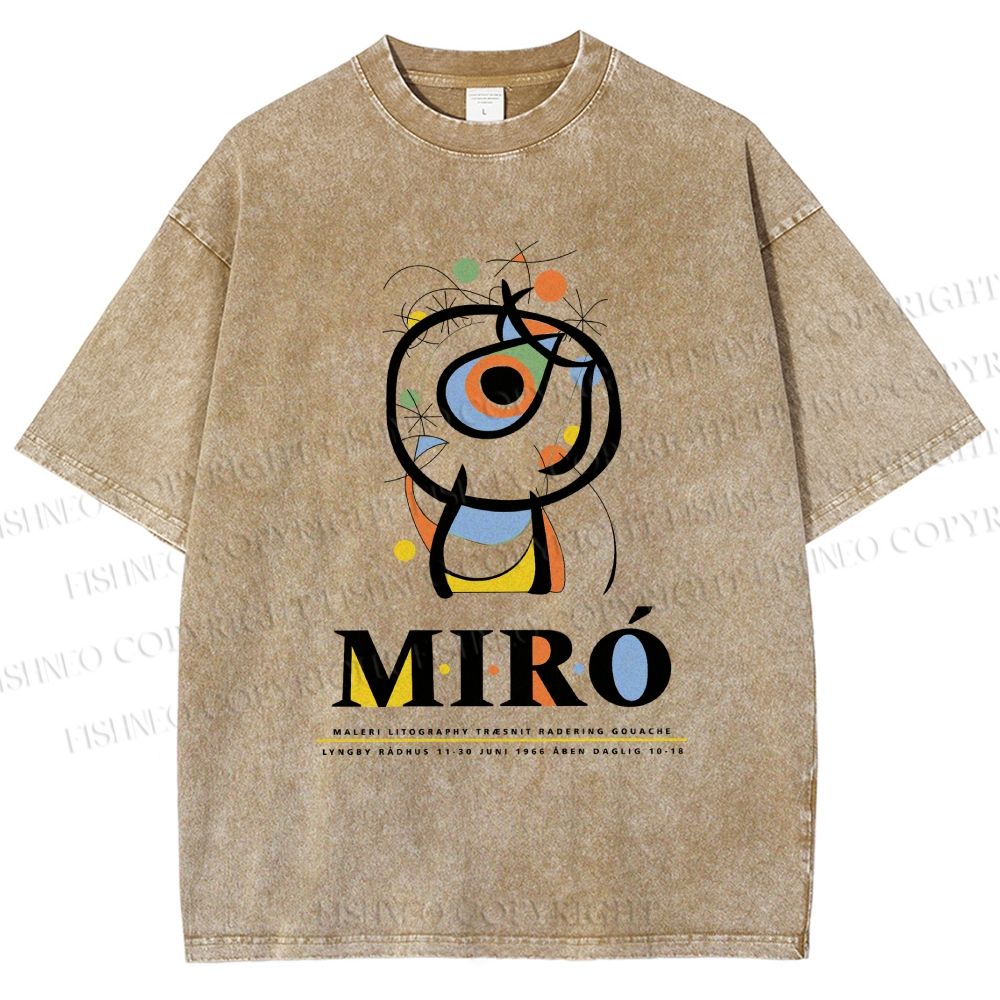 Unisex Joan Miró Abstract Art Printed Washed Tee
