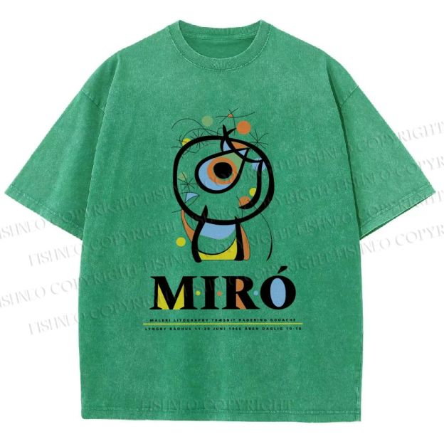 Unisex Joan Miró Abstract Art Printed Washed Tee