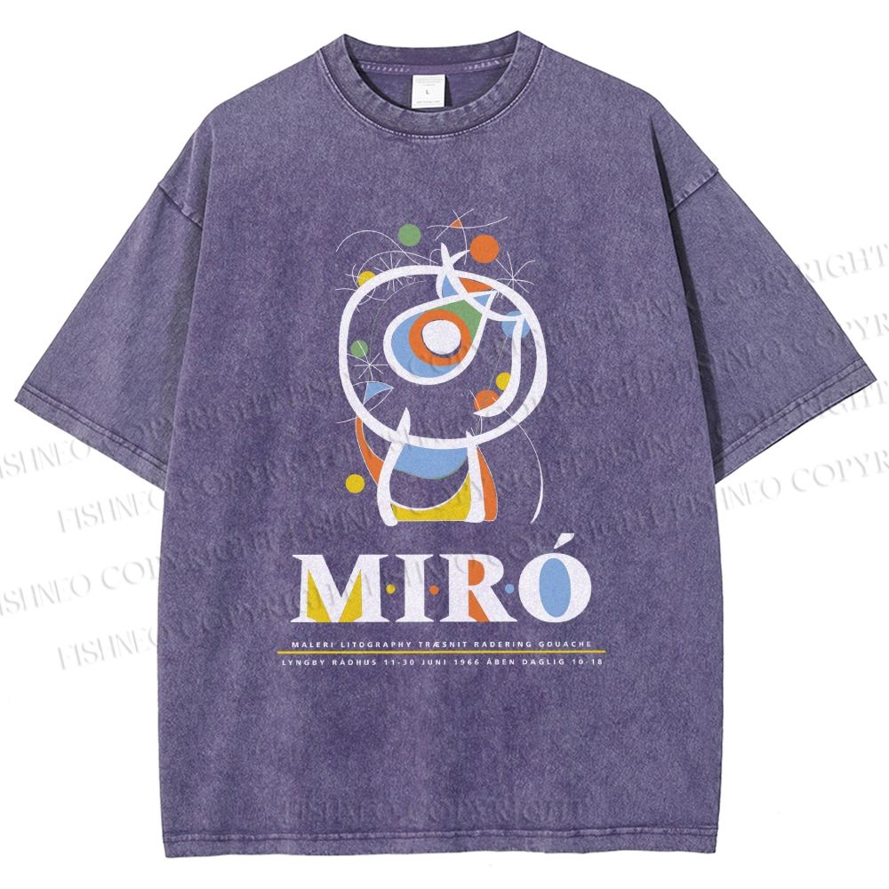 Unisex Joan Miró Abstract Art Printed Washed Tee