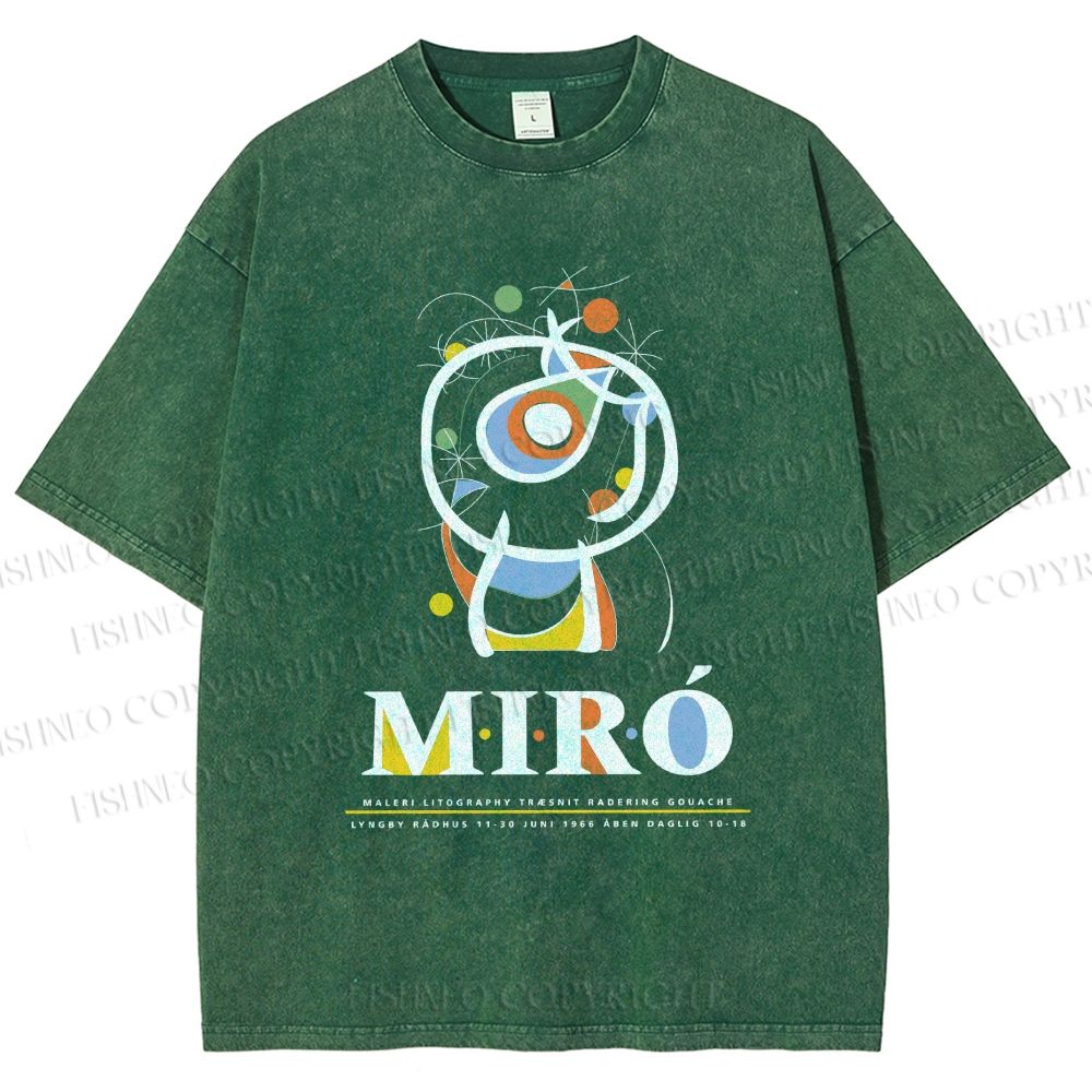 Unisex Joan Miró Abstract Art Printed Washed Tee