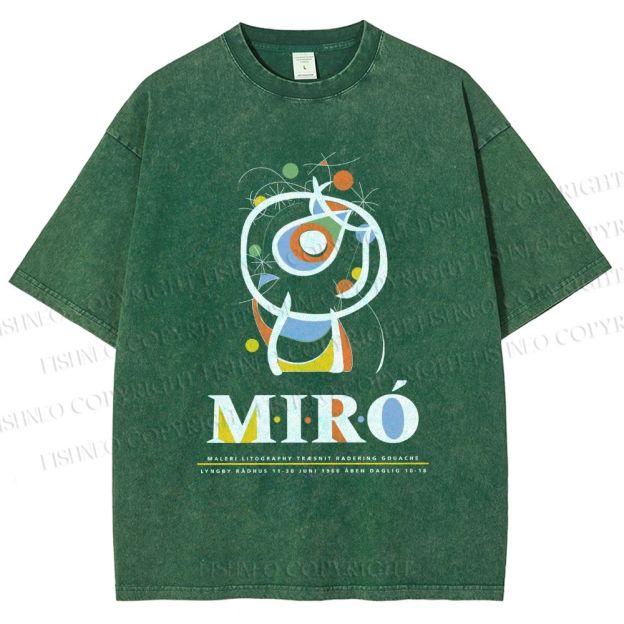 Unisex Joan Miró Abstract Art Printed Washed Tee