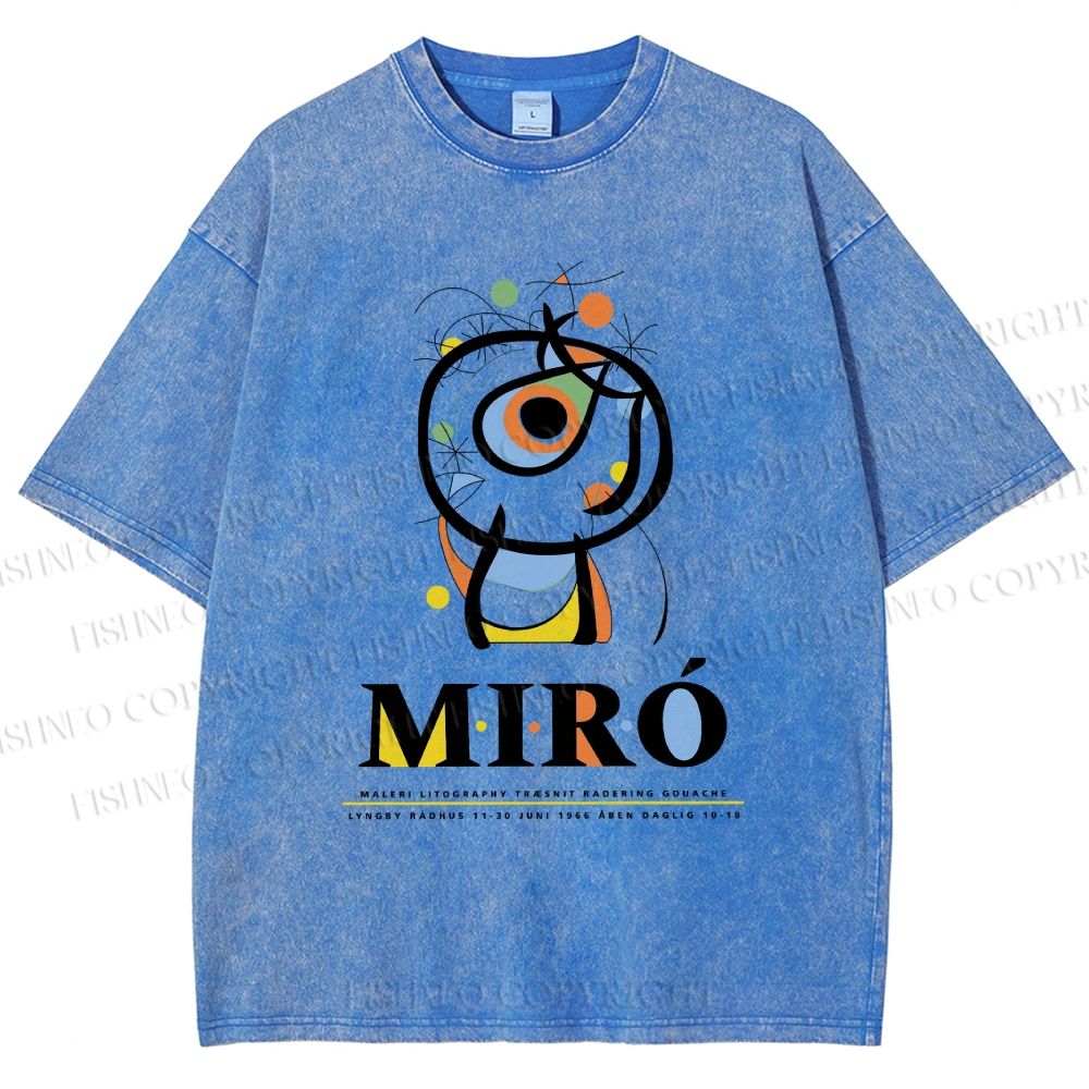 Unisex Joan Miró Abstract Art Printed Washed Tee