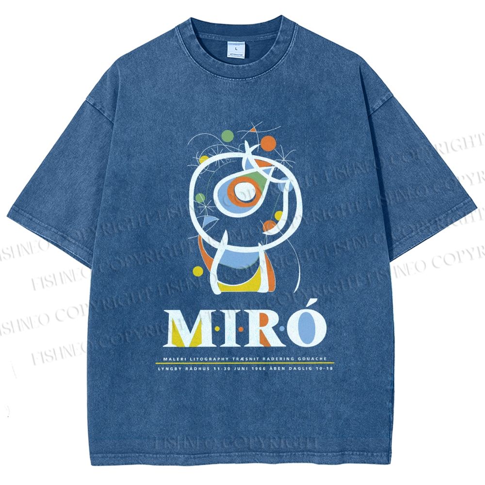 Unisex Joan Miró Abstract Art Printed Washed Tee