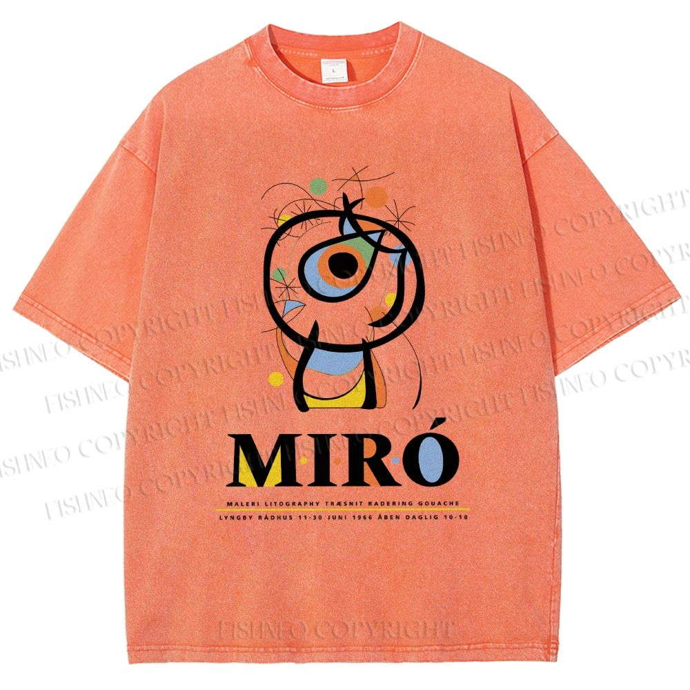 Unisex Joan Miró Abstract Art Printed Washed Tee