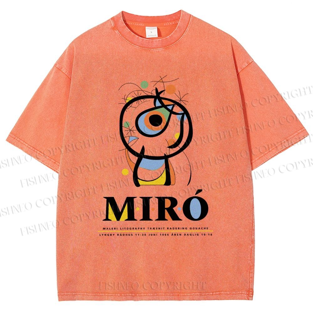 Unisex Joan Miró Abstract Art Printed Washed Tee