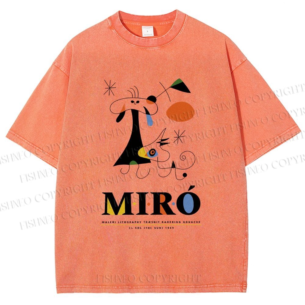 Unisex Joan Miró Abstract Art Printed Washed Tee