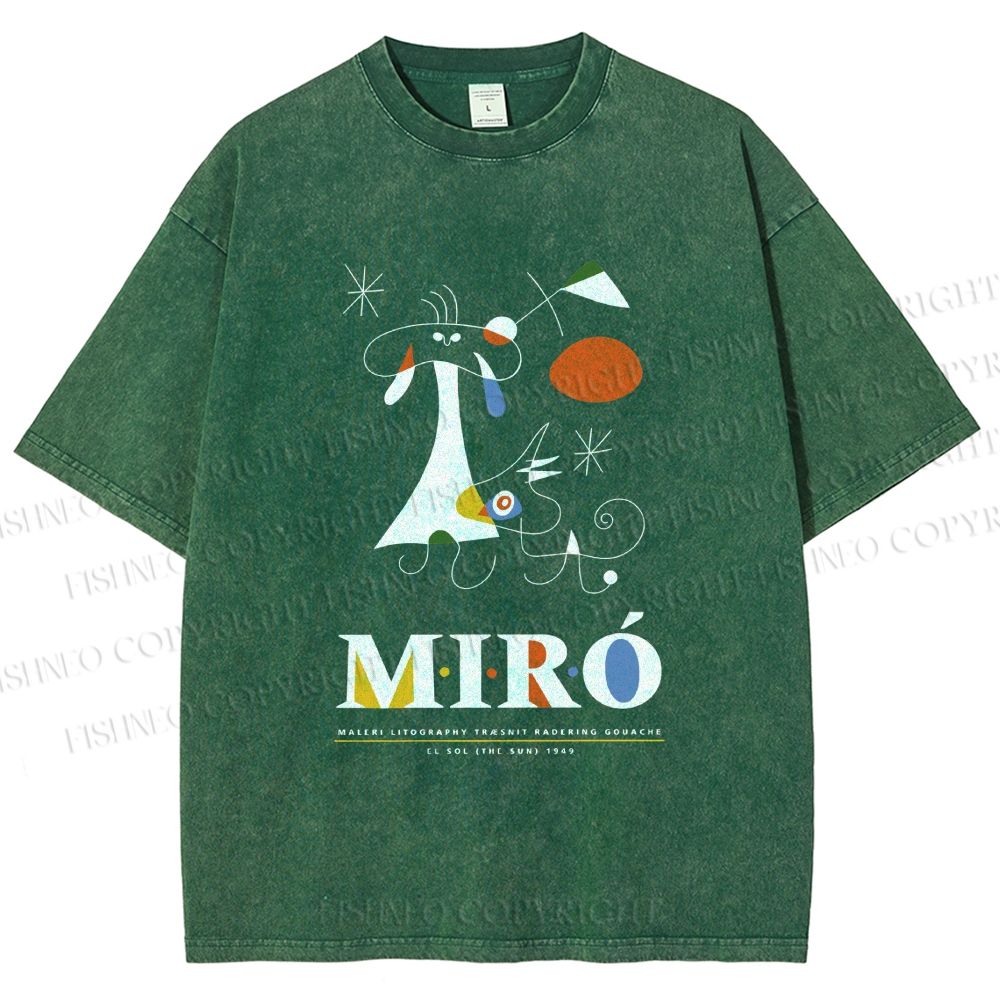 Unisex Joan Miró Abstract Art Printed Washed Tee