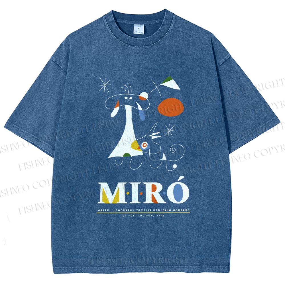 Unisex Joan Miró Abstract Art Printed Washed Tee