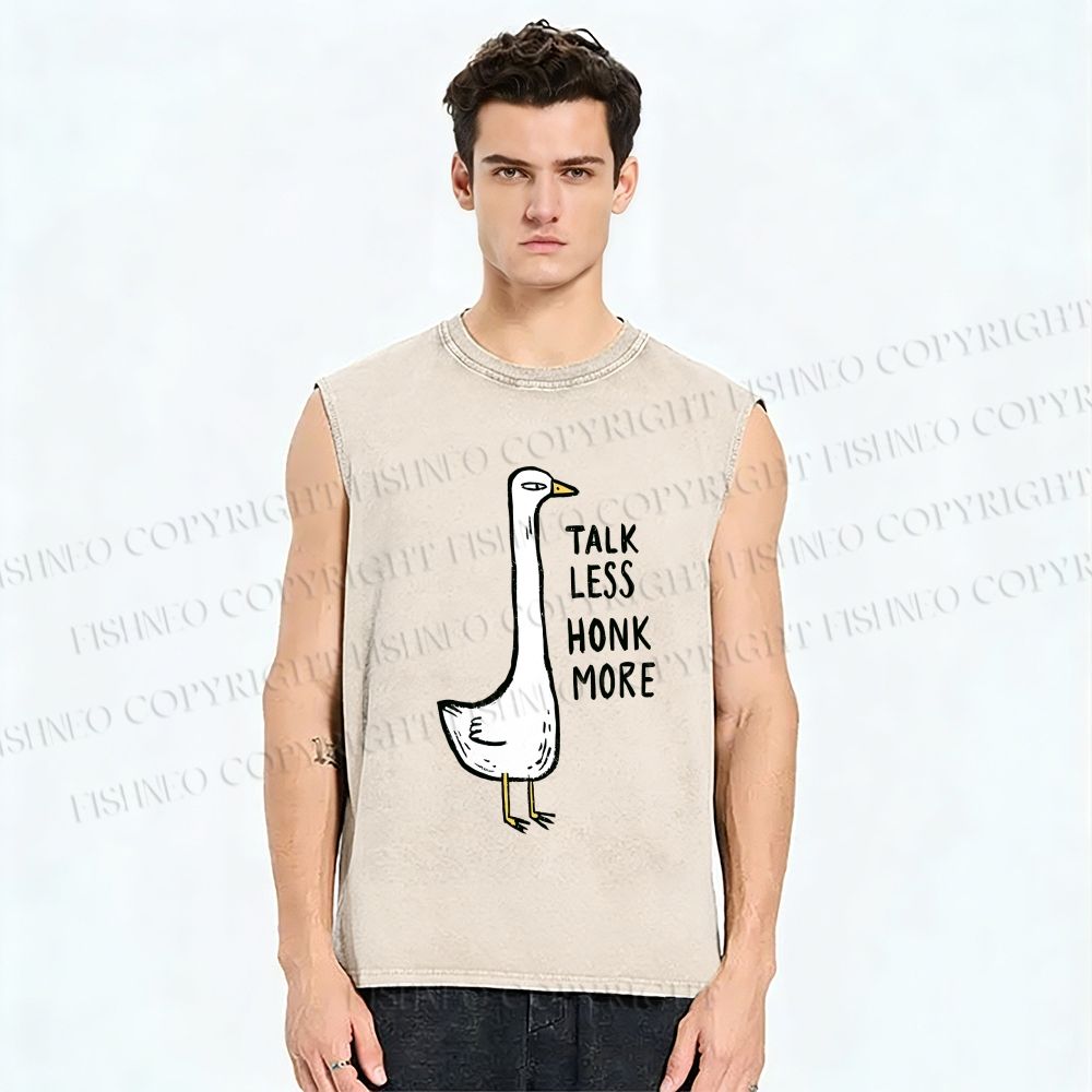 Unisex Talk Less Honk More Printed Washed Tank Top