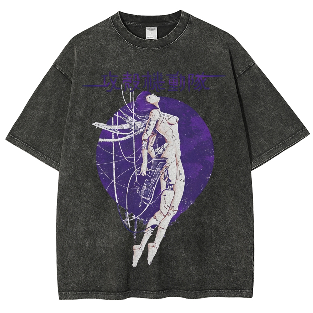 Robot Girl Ghost in the Shell Cyberpunk Vintage Washed T-shirt