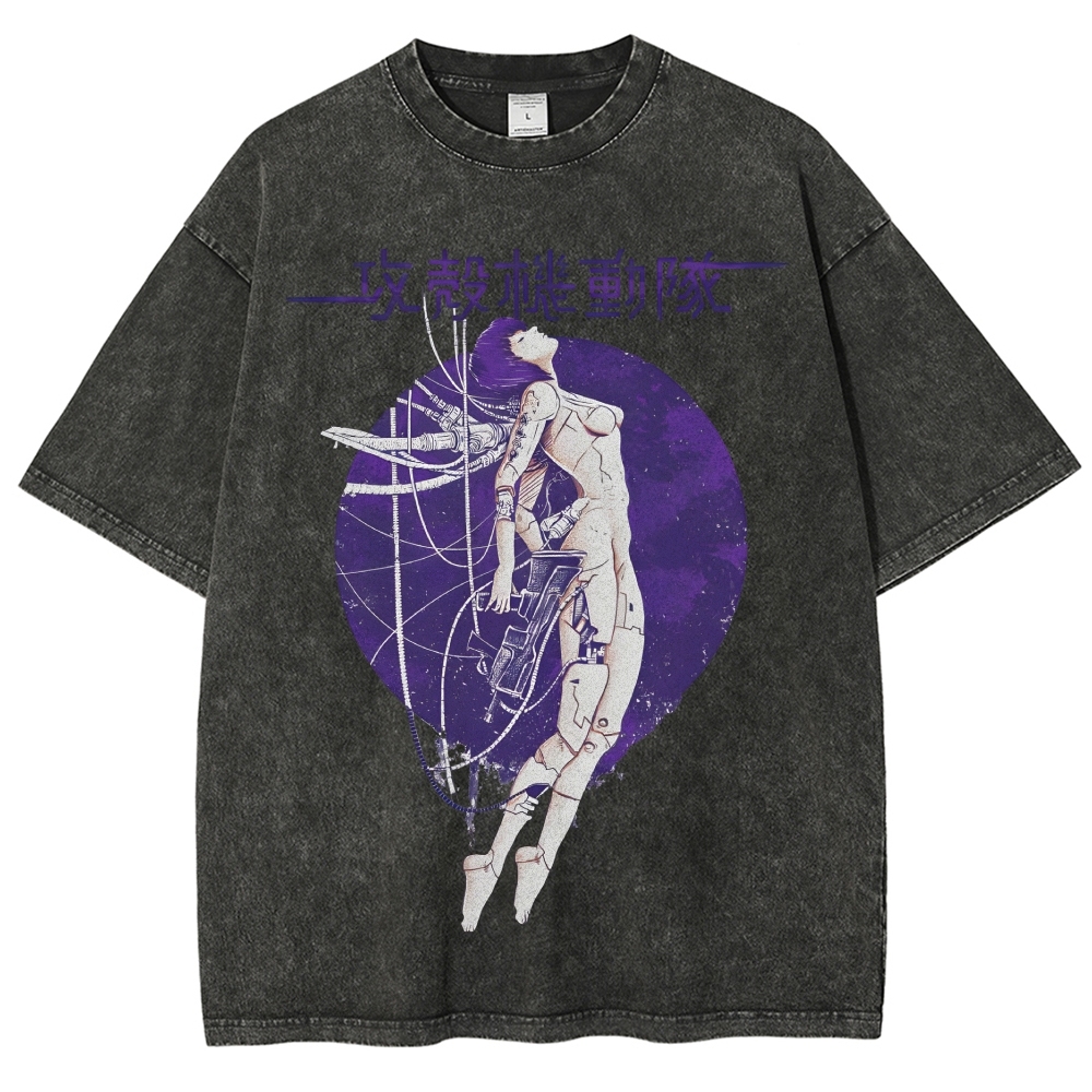 Robot Girl Ghost in the Shell Cyberpunk Vintage Washed T-shirt