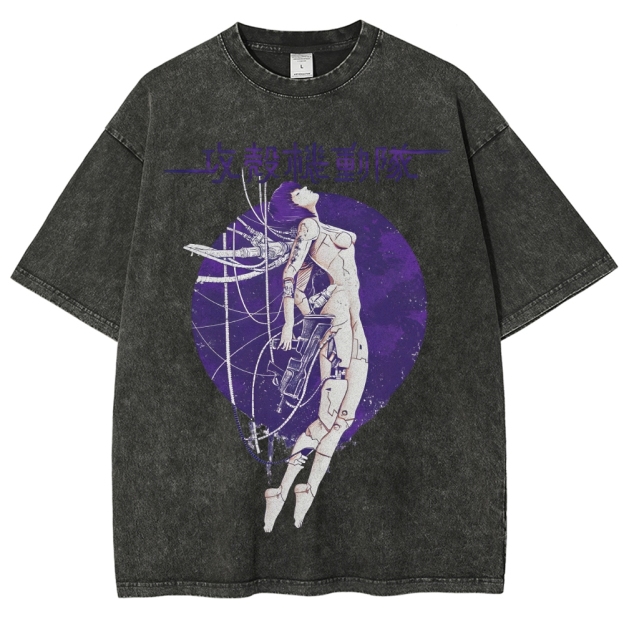 Robot Girl Ghost in the Shell Cyberpunk Vintage Washed T-shirt