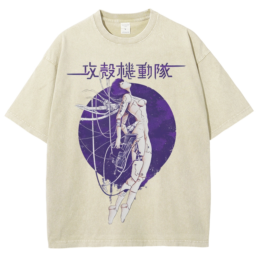 Robot Girl Ghost in the Shell Cyberpunk Vintage Washed T-shirt