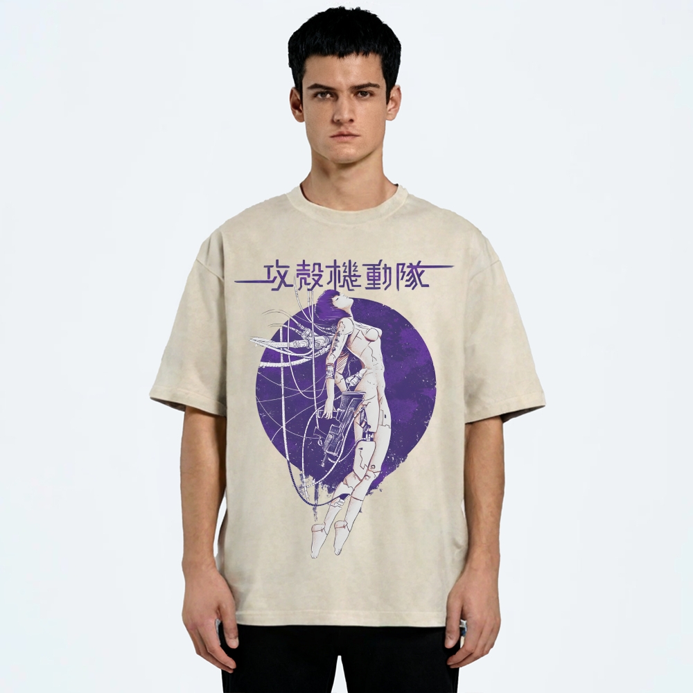 Robot Girl Ghost in the Shell Cyberpunk Vintage Washed T-shirt