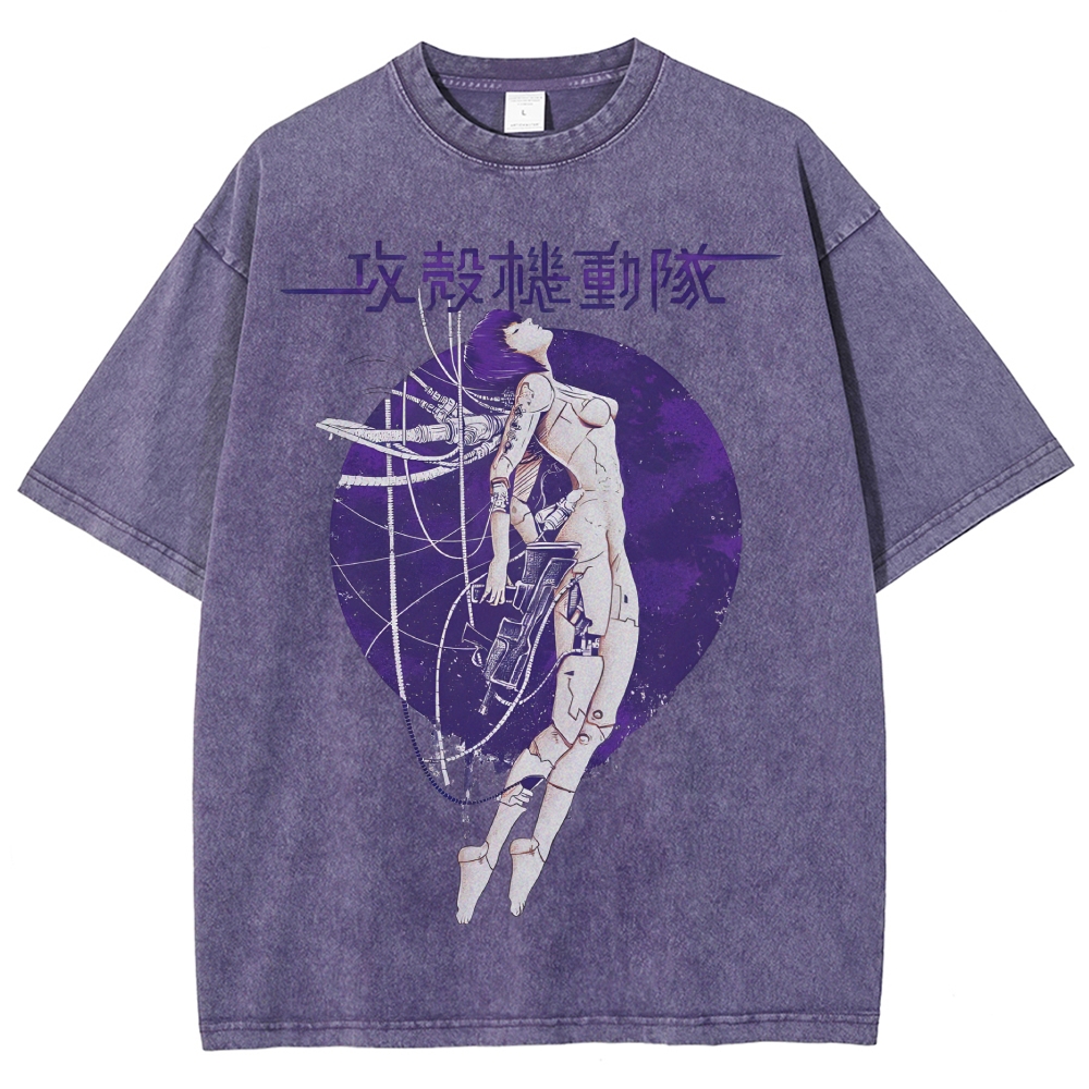 Robot Girl Ghost in the Shell Cyberpunk Vintage Washed T-shirt
