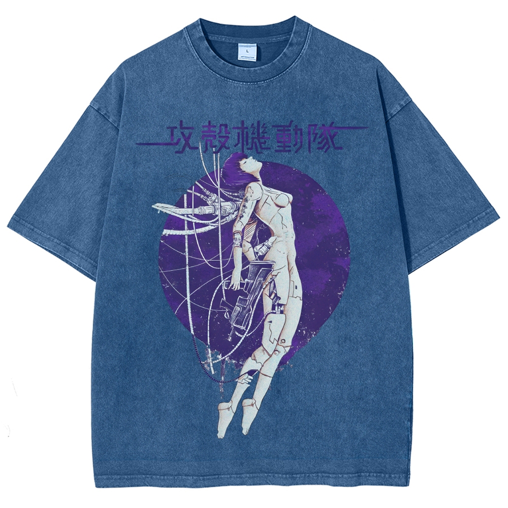 Robot Girl Ghost in the Shell Cyberpunk Vintage Washed T-shirt