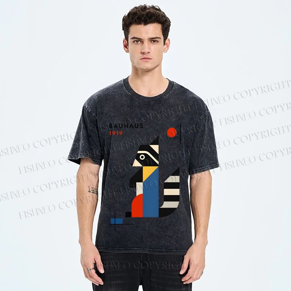 Unisex Bauhaus Raccoon Printed Washed Tee
