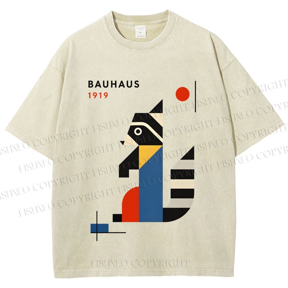 Unisex Bauhaus Raccoon Printed Washed Tee