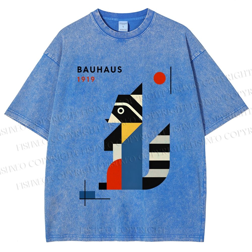 Unisex Bauhaus Raccoon Printed Washed Tee