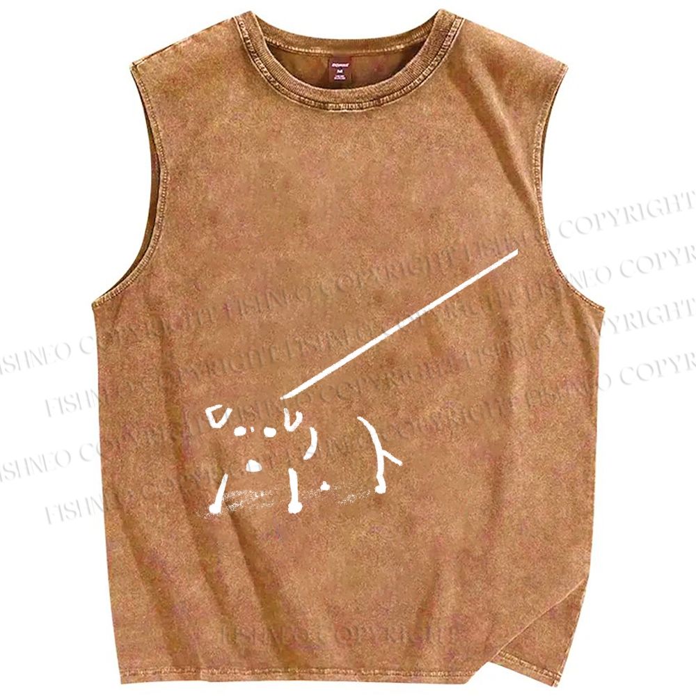 Unisex Dog on a Leash Printed Washed Tank Top