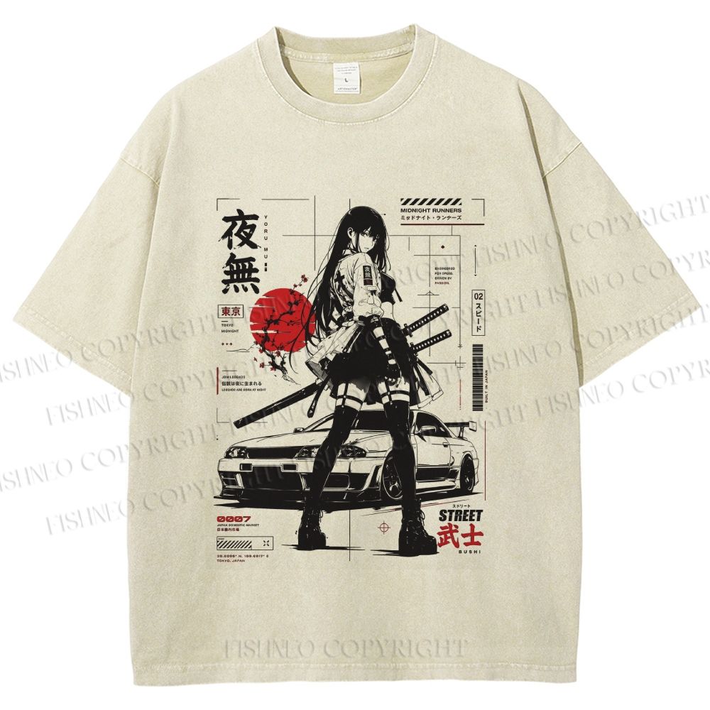 Unisex Tokyo JDM Girl Printed Washed Tee