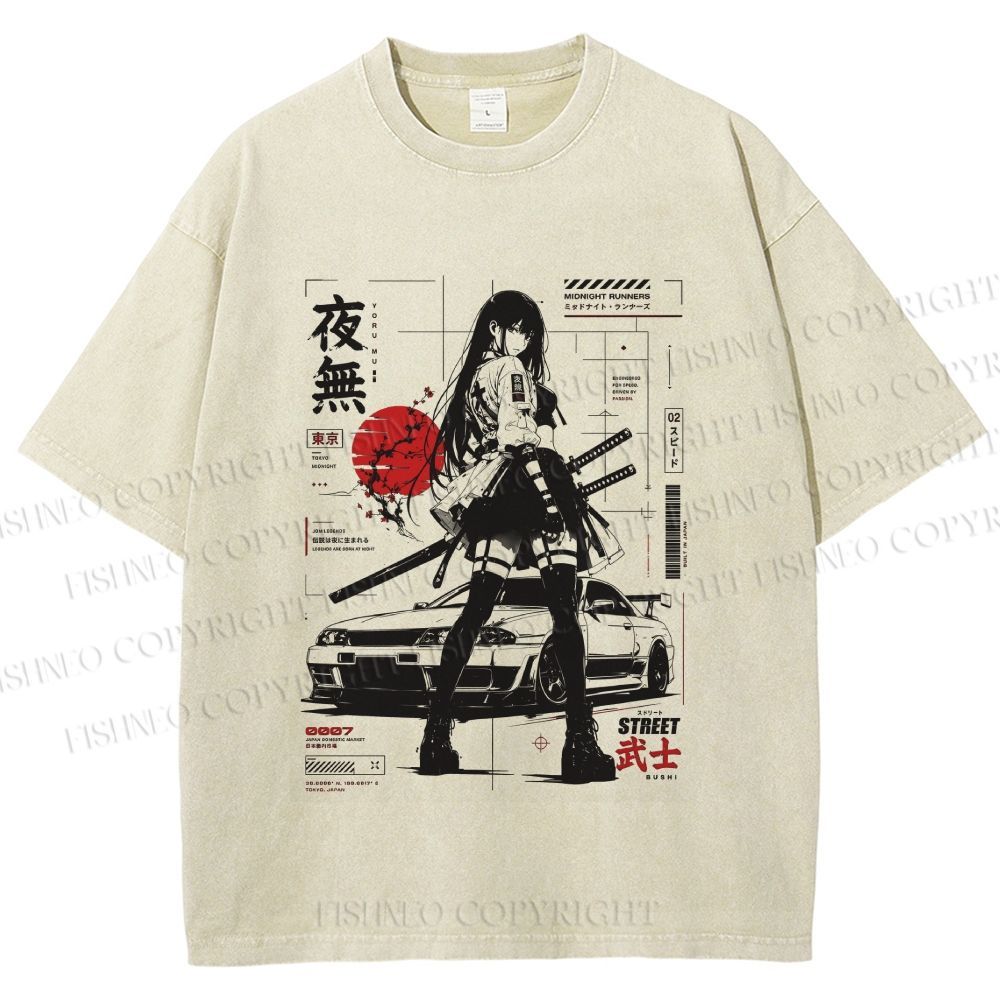 Unisex Tokyo JDM Girl Printed Washed Tee