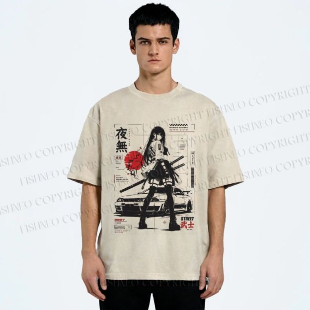 Unisex Tokyo JDM Girl Printed Washed Tee