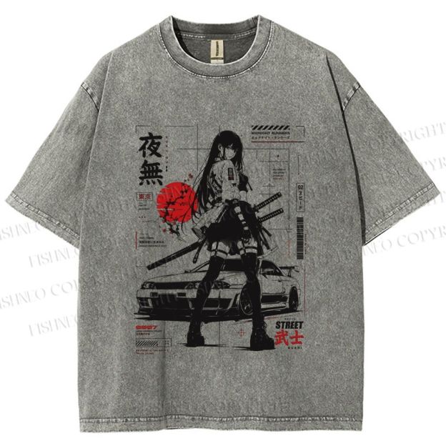 Unisex Tokyo JDM Girl Printed Washed Tee