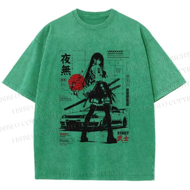 Unisex Tokyo JDM Girl Printed Washed Tee