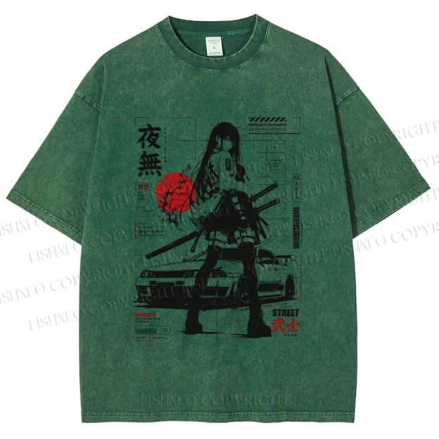 Unisex Tokyo JDM Girl Printed Washed Tee