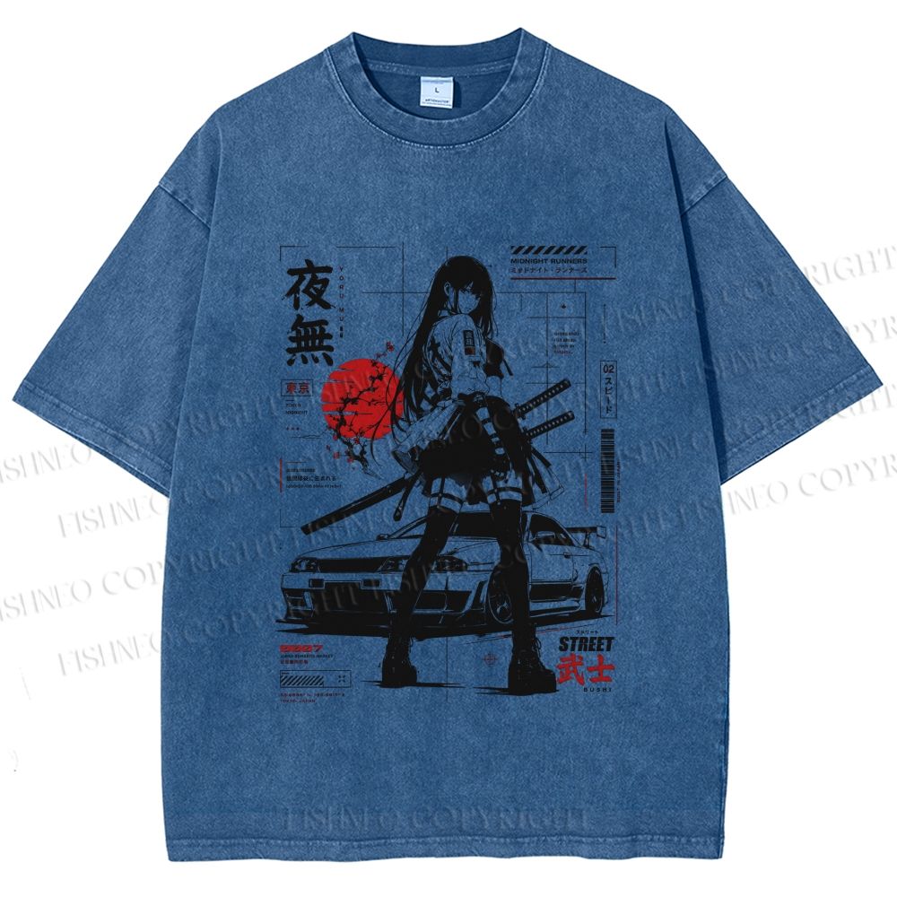 Unisex Tokyo JDM Girl Printed Washed Tee